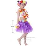 แบบที่ 2 ขนาด 40 cm สีม่วง กระโปรงเชือกฟาง อย่างหนา + เซทพวงมาลัยดอกไม้ 4 ชิ้น