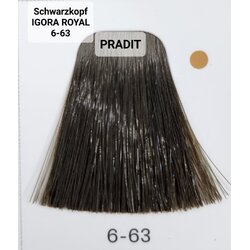 Schwarzkopf Igora Royal ครีมย้อมผม อีโกร่า รอยัล เบอร์6-63 สีบลอนด์เข้มช็อคโกแลตเหลือบเขียวหม่น (60ml) 80 กรัม
