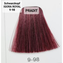 Schwarzkopf Igora Royal ครีมย้อมผม อีโกร่า รอยัล เบอร์9-98 สีบลอนด์อ่อนมากประกายม่วงแดงชมพู (60ml) 80 กรัม