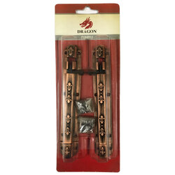 กลอนประตูหน้าต่าง 6" มีลาย ทองแดงรมดำAC ดราก้อน(2ชิ้น/แพ็ค)