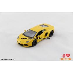 โมเดลรถ Lamborghini Aventador LP700-4 สีเหลือง Scale 1:38