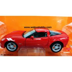 โมเดลรถ 2007 Chevrolet Z06 สีแดงส้ม Scale 1:24 (Road Signature Collection)