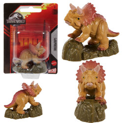 Mattel Jurassic World - Mini Figure 5cm Triceratops (GXB10) แมทเทล จูราสสิค เวิลด์ ของเล่นแอ็กชั่นฟิกเกอร์ไดโนเสาร์ ไทเซราทอปส์