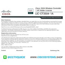 LIC-CT3504-1A (Cisco 3504 Wireless Controller 1 AP Adder License)