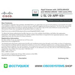 EOL L-SL-29-APP-K9= (AppX license with; DATA,WAASX and WAAS/vWAAS 1300 conns RTU)