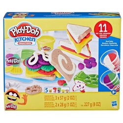 Hasbro Play-Doh Kitchen Creations Snacks 'n Sandwiches Playset ฮาสโบร แป้งดินน้ำมันเด็ก เพลย์โดว์ สแน็ค แอนด์ แซนด์วิช เพลย์เซ็ท ลิขสิทธิ์แท้
