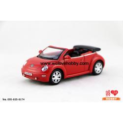 โมเดลรถ Volkswagen New Beetle Convertible (2003) สีส้ม Sundown Orange Scale 1:32