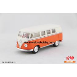 โมเดลรถตู้โฟล์คคลาสสิค 1962 Volkswagen Classical Bus สีส้ม-ครีม Scale 1:32
