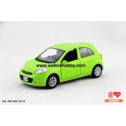 โมเดลรถ Nissan March (Micra) สีเขียว Scale 1:32