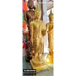 พระพุทธรูปปางลีลาทองเหลือง พ่นทอง พิมพ์ 25 นิ้ว