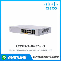 อุปกรณ์กระจายสัญญาณ Cisco รุ่น CBS110-16PP-EU