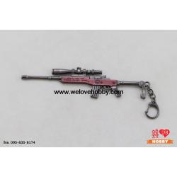 พวงกุญแจ PUBG (PLAYERUNKNOWN'S BATTLEGROUNDS) : ปืนไรเฟิล Mini 14 Sniper Rifle (Ruger Mini-14) ลายไม้ ติดลำกล้อง