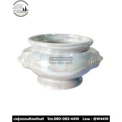 กระถางธูปหัวสิงห์เซรามิก สีขาวมุก (บรรจุ 10 ใบ)