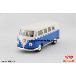 โมเดลรถตู้โฟล์คคลาสสิค 1962 Volkswagen Classical Bus สีน้ำเงิน-ครีม Scale 1:32
