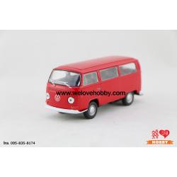 โมเดลรถตู้โฟล์คคลาสสิค 1972 Volkswagen Type 2 Bus สีแดง Scale 1:34-1:39