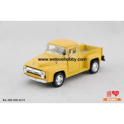 โมเดลรถกระบะคลาสสิค 1956 Ford F-100 Pickup สีเหลือง Scale 1:38