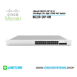 MS210-24P-HW (Meraki MS210-24P 1G L2 Cld-Mngd 24x GigE 370W PoE Switch)
