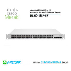 MS210-48LP-HW (Meraki MS210-48LP 1G L2 Cld-Mngd 48x GigE 370W PoE Switch)