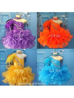 Y&NShop ชุดดรัมเมเยอร์ ชุดเชียร์ลีดเดอร์ เด็กหญิงอนุบาล-ประถมต้น แบบชุดไหล่ข้างเดียว