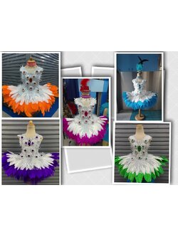 Y&NShop ชุดดรัมเมเยอร์ ชุดเชียร์ลีดเดอร์ เด็กหญิงอนุบาล-ประถมต้น ชุดขนนก