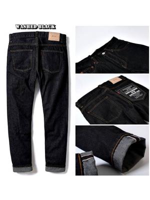 001047 กางเกงยีนส์ XOFO Selvage Denim 14Oz สไตล์วินเทจ Version Jeans Black Small Straight ผ้าริมแดง Size 28-38