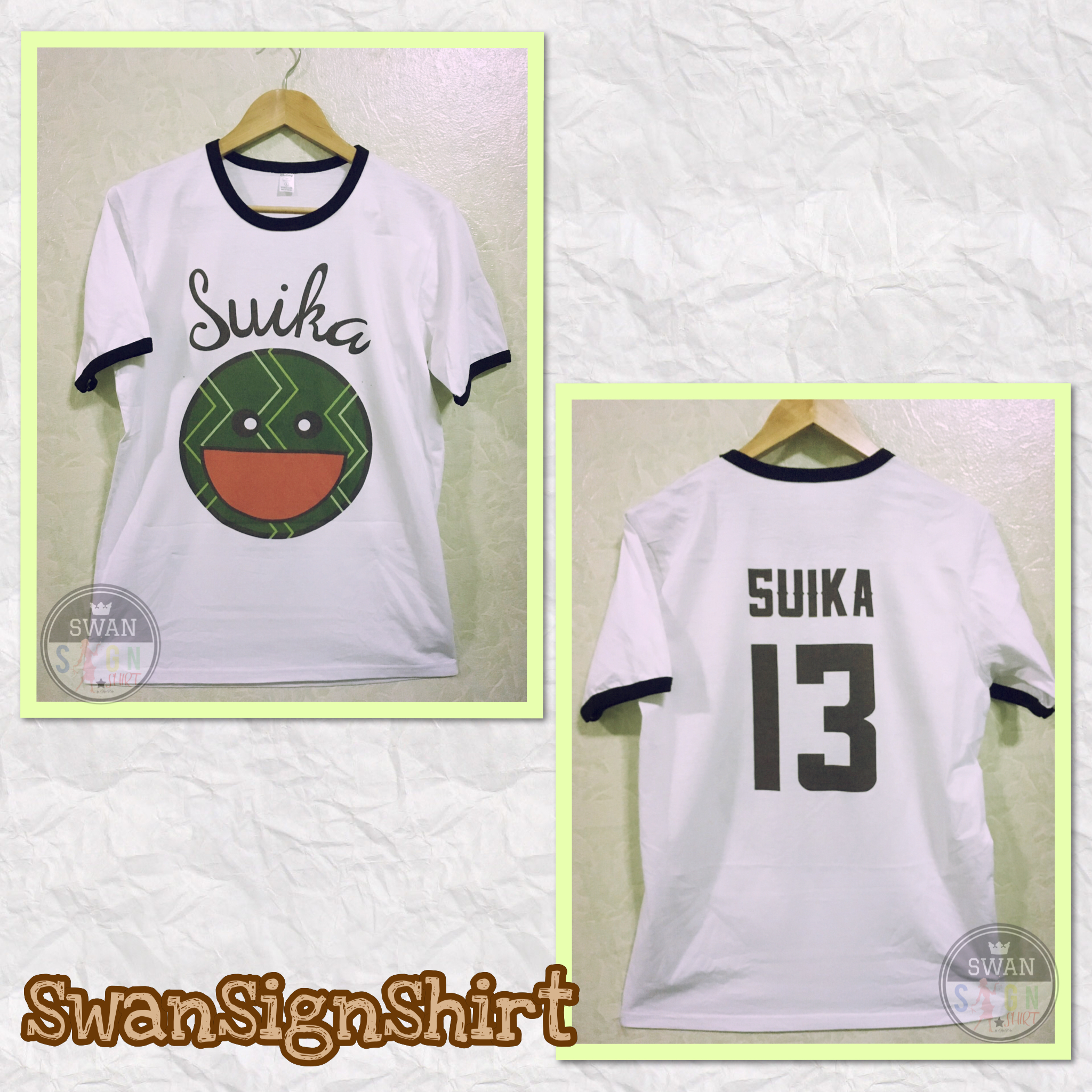 เสื้อยืด กุ๊นคอ สกรีนลาย