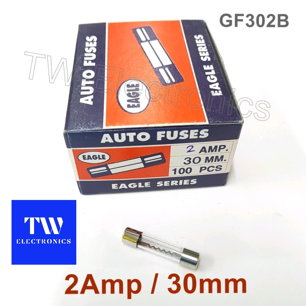ฟิวส์แก้วยาว 2Amp / 30mm (100หลอด)