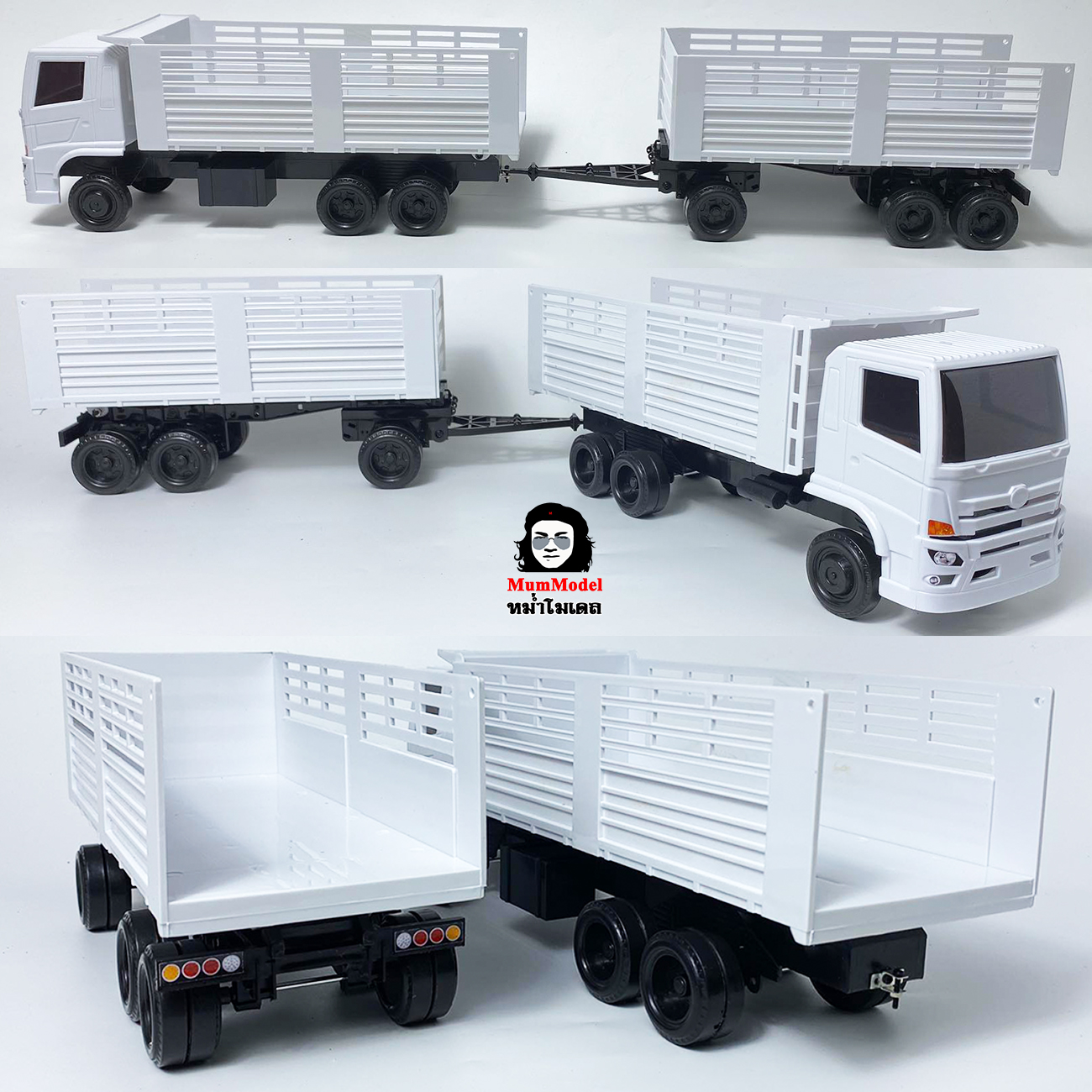 หม่ำโมเดลรถพ่วงของเล่น construction dump truck ไม่มีฝาท้าย สิบล้อลากลูกของเล่น รถหม่ำโมเดล1/24 รถพ่วงดั้มจำลองรถของเล่น