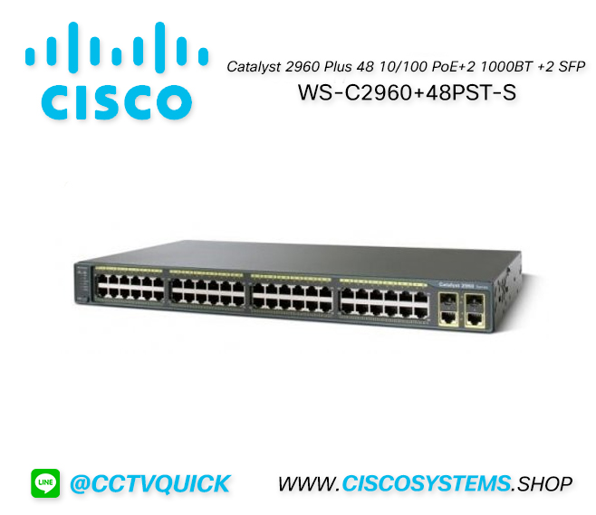 EOL WS-C2960+48PST-S (Cisco Catalyst 2960 Plus 48 10/100 PoE+2 1000BT +2 SFP LAN Lite) ** C1000-48P-4G-L