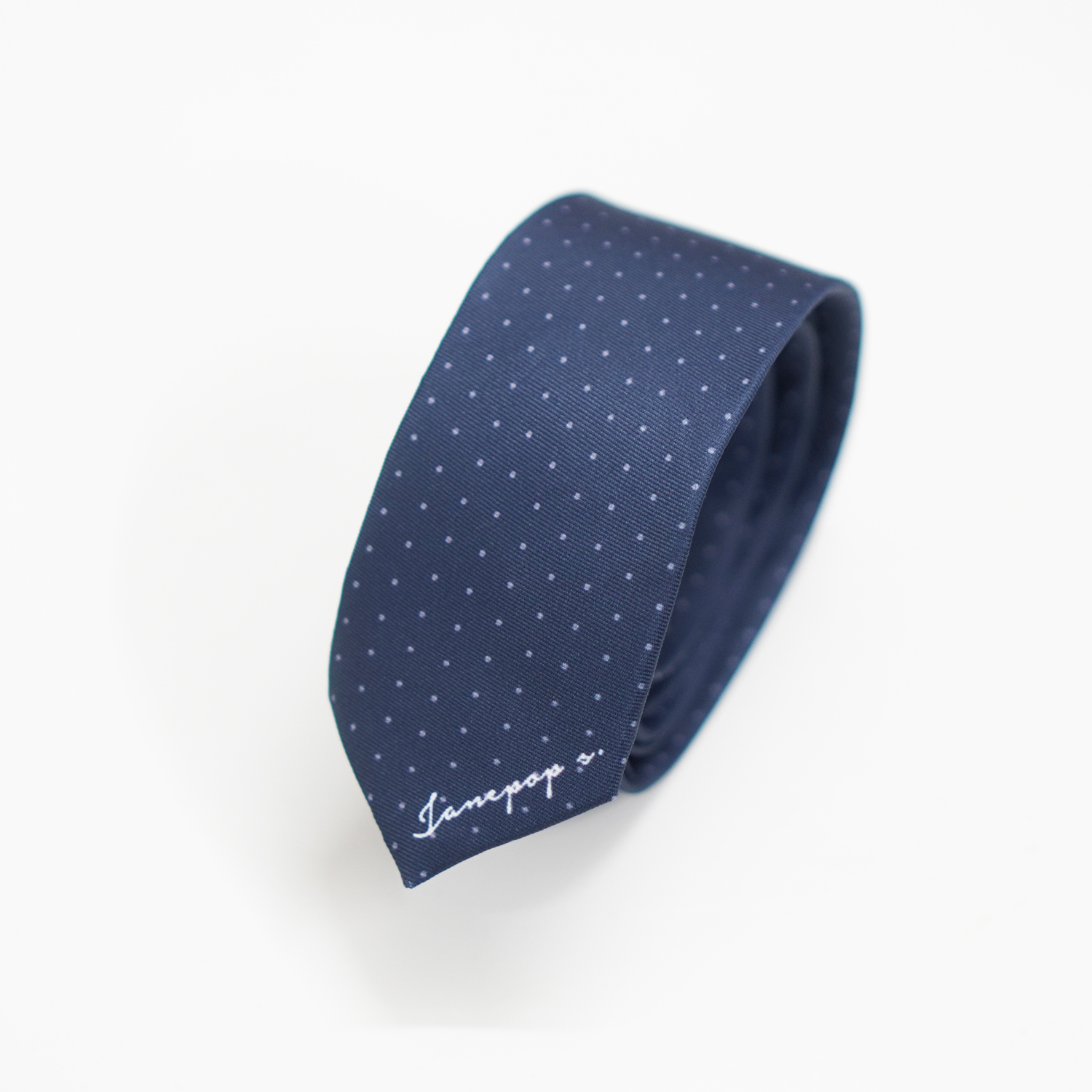 เนคไท สั่งทำใส่ชื่อ ขนาด 2" - Mini dot - Navy