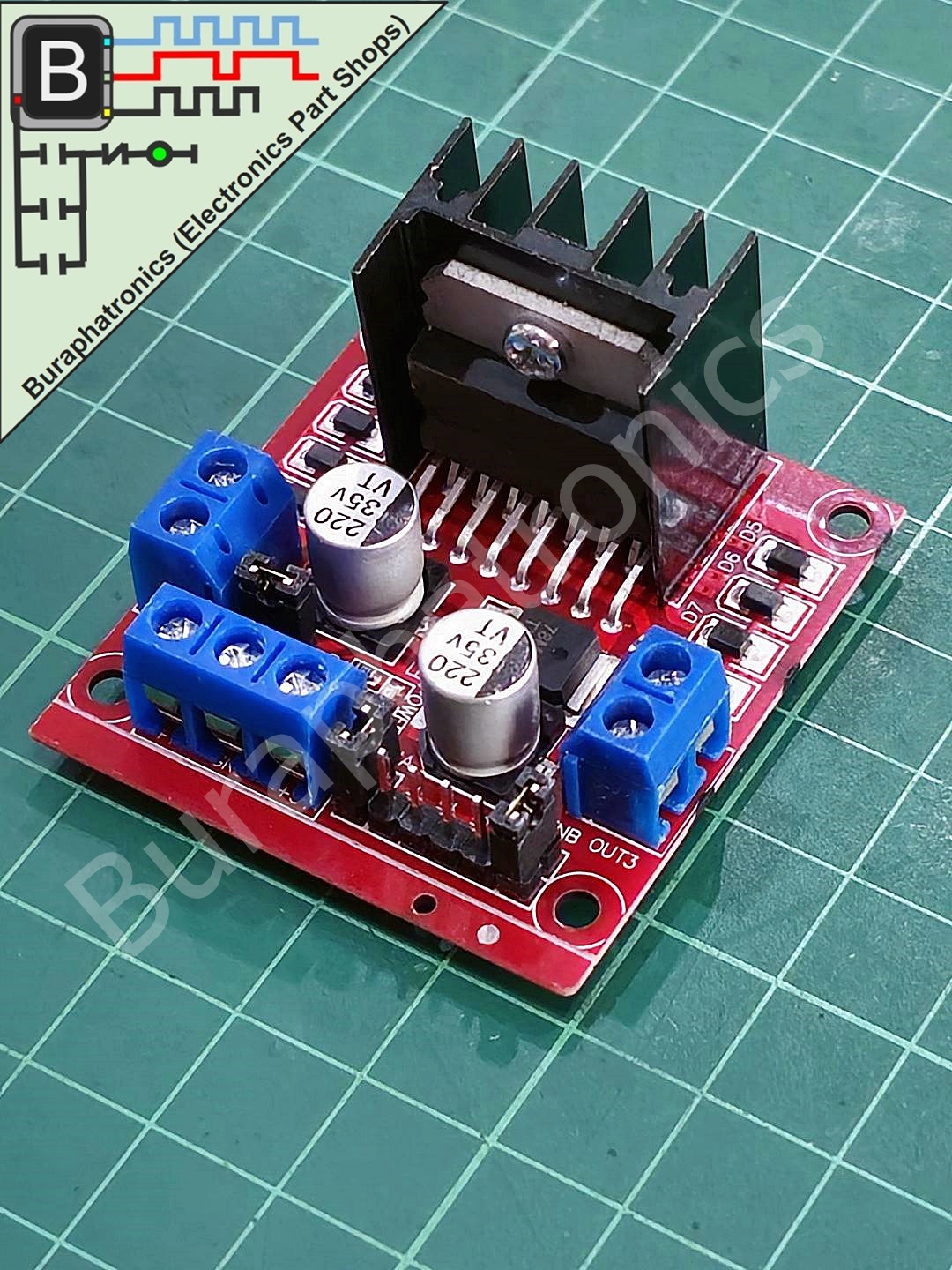 L298N Motor Driver 5-35VDC Max 2A 25W (โมดูลขับมอเตอร์ 5-35VDC ขับกระแสสูงสุด 2A )