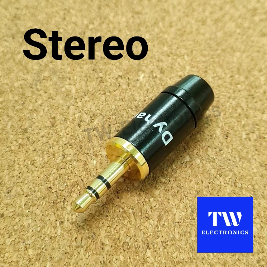 3.5mm Stereo ตัวผู้ Dynacom สีดำ (หัวสีทอง)