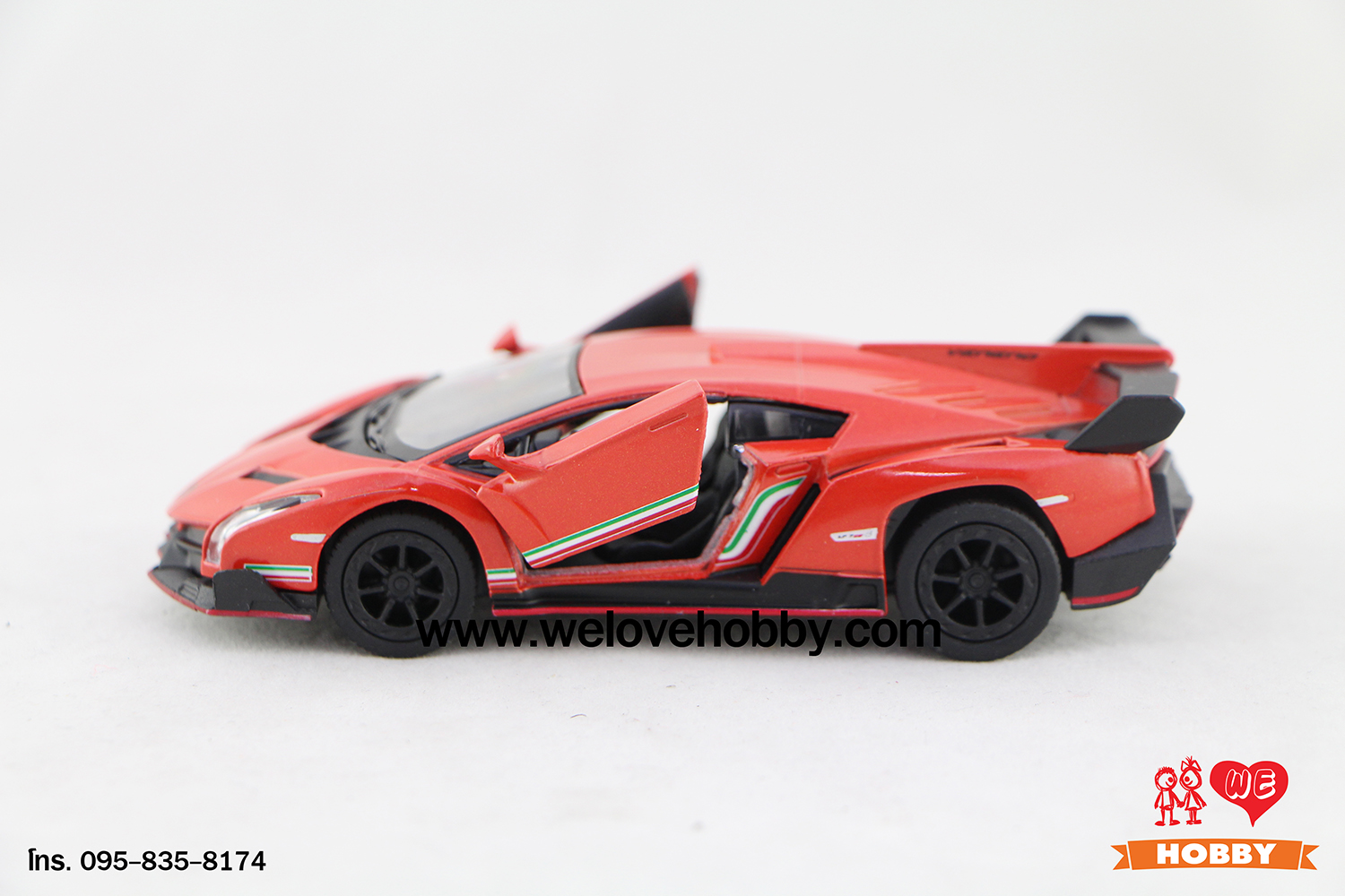 โมเดลรถซุปเปอร์ คาร์ Lamborghini Veneno สีส้ม Scale 1:36