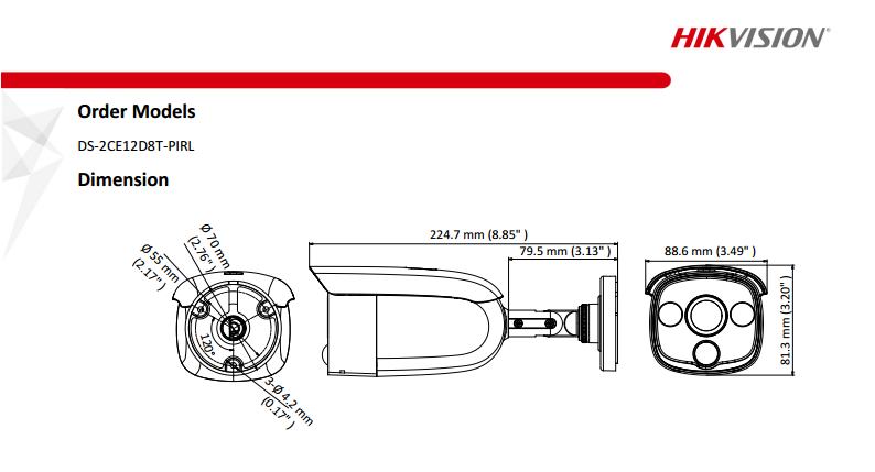 ขายถูก HIKVISION Turbo HD รุ่น DS-2CE12D8T-PIRL(3.6mm) 2 ล้านพิกเซล Ultra Low Light + PIR