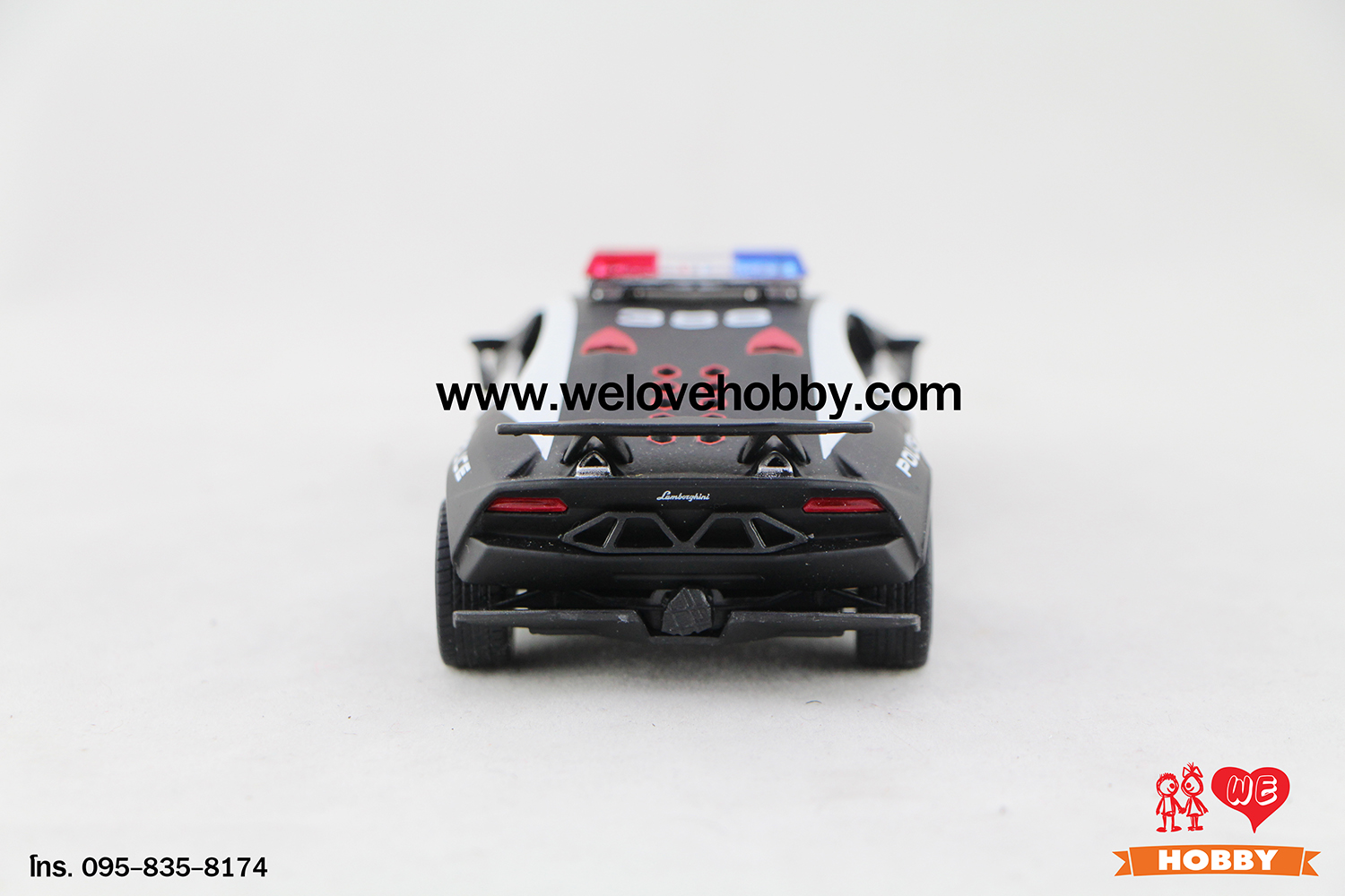 โมเดลรถตำรวจ Lamborghini Sesto Elemento สีดำ-ขาว Scale 1:38