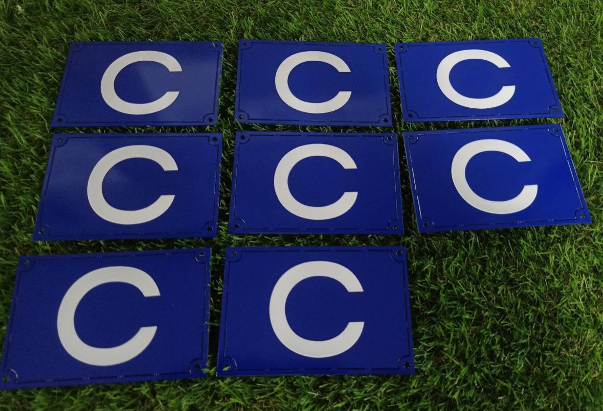 ป้ายอลูมิเนียมกัดกรด ลงสีตามแบบ