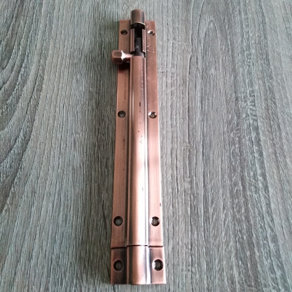 กลอนทองเหลือง 6 นิ้ว ทองแดงโบราณ ตราช้าง