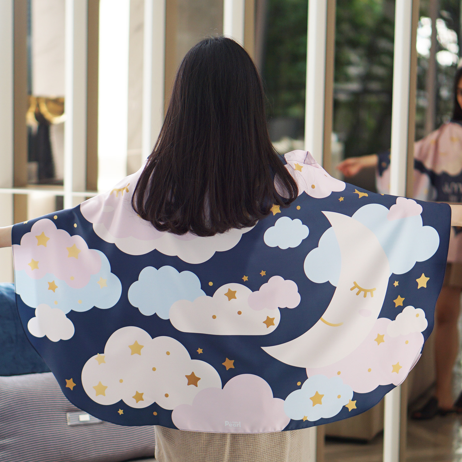 ผ้าคลุมให้นม สั่งทำใส่ชือ ลาย Moon - Navy