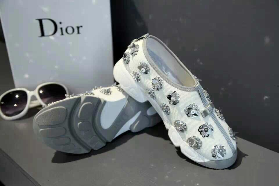 พร้อมส่ง : รองเท้าผ้าใบ Dior Fusion Sneakers (สีขาวดอกเงิน)