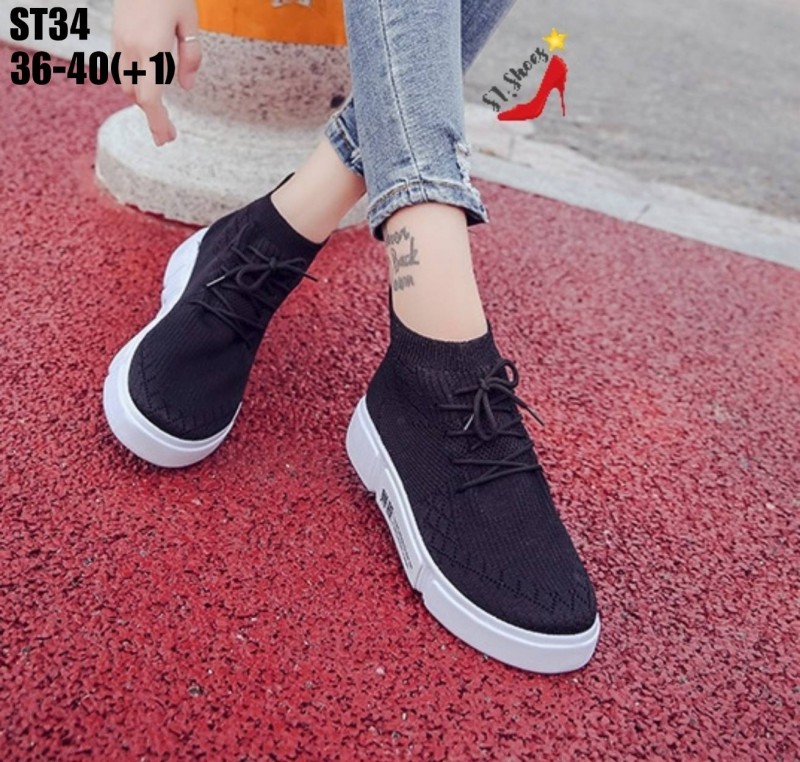 รองเท้าผ้าใบทรงถุงเท้าแบบสวม (สีดำ)