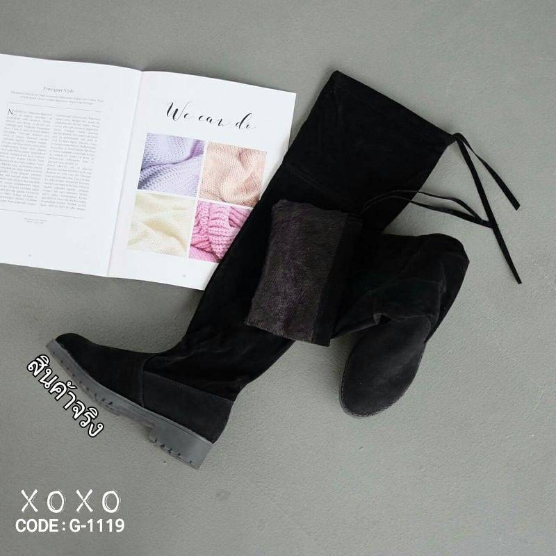 รองเท้าบูทคลุมเข่าสักหลาดสไตล์แฟชั่นเกาหลี