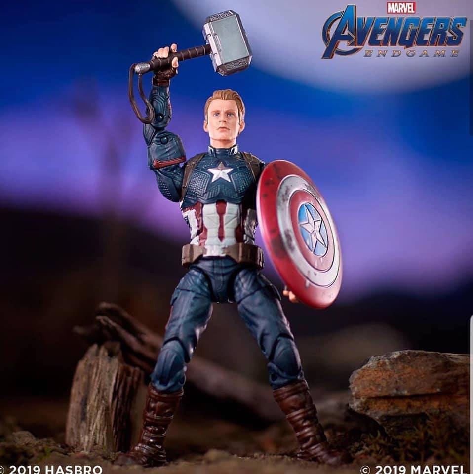 Hasbro Marvel Legends Series Avengers : Endgame 6-inch Captain America Figure With Mjolnir ฮาสโบร มาร์เวล เลเจนด์ ซีรี่ย์ส อเวนเจอร์ส หุ่นโมเดลฟิกเกอร์ กัปตัน อเมริกา 6 นิ้ว พร้อมค้อนธอร์ (โยเนียร์) ลิขสิทธิ์แท้