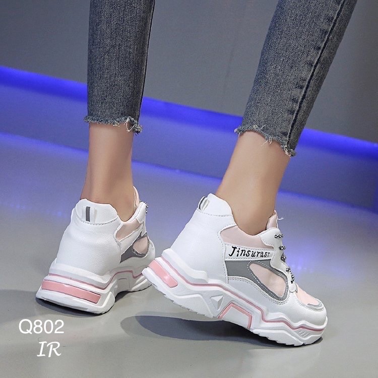 รองเท้าผ้าใบพียูเรืองแสงทรงSport (สีดำ)