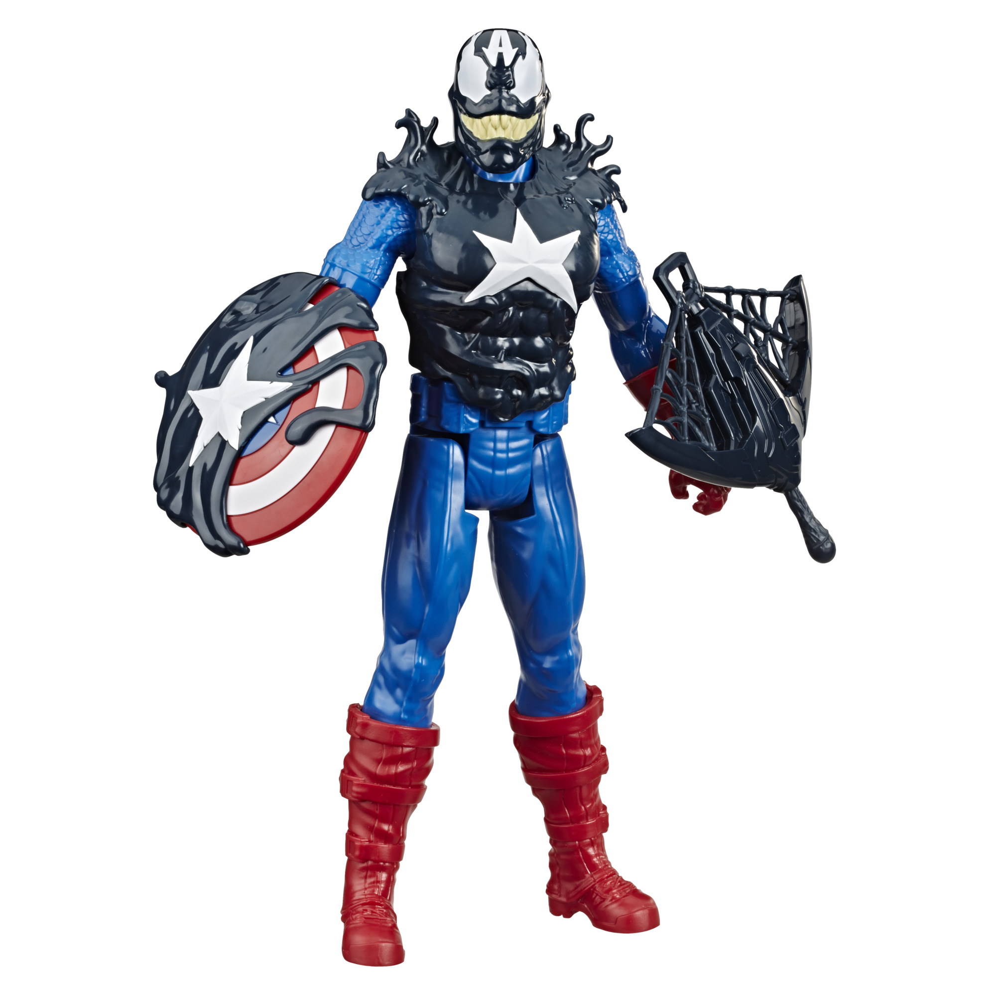 Hasbro Marvel Spider-Man Maximum Venom Titan Hero Captain America Figure ฮาสโบร มาร์เวล สไปเดอร์แมน แม็กซิมั่ม เวน่อม หุ่นโมเดลฟิกเกอร์ กัปตันอเมริกา ขนาด 12 นิ้ว ลิขสิทธิ์แท้
