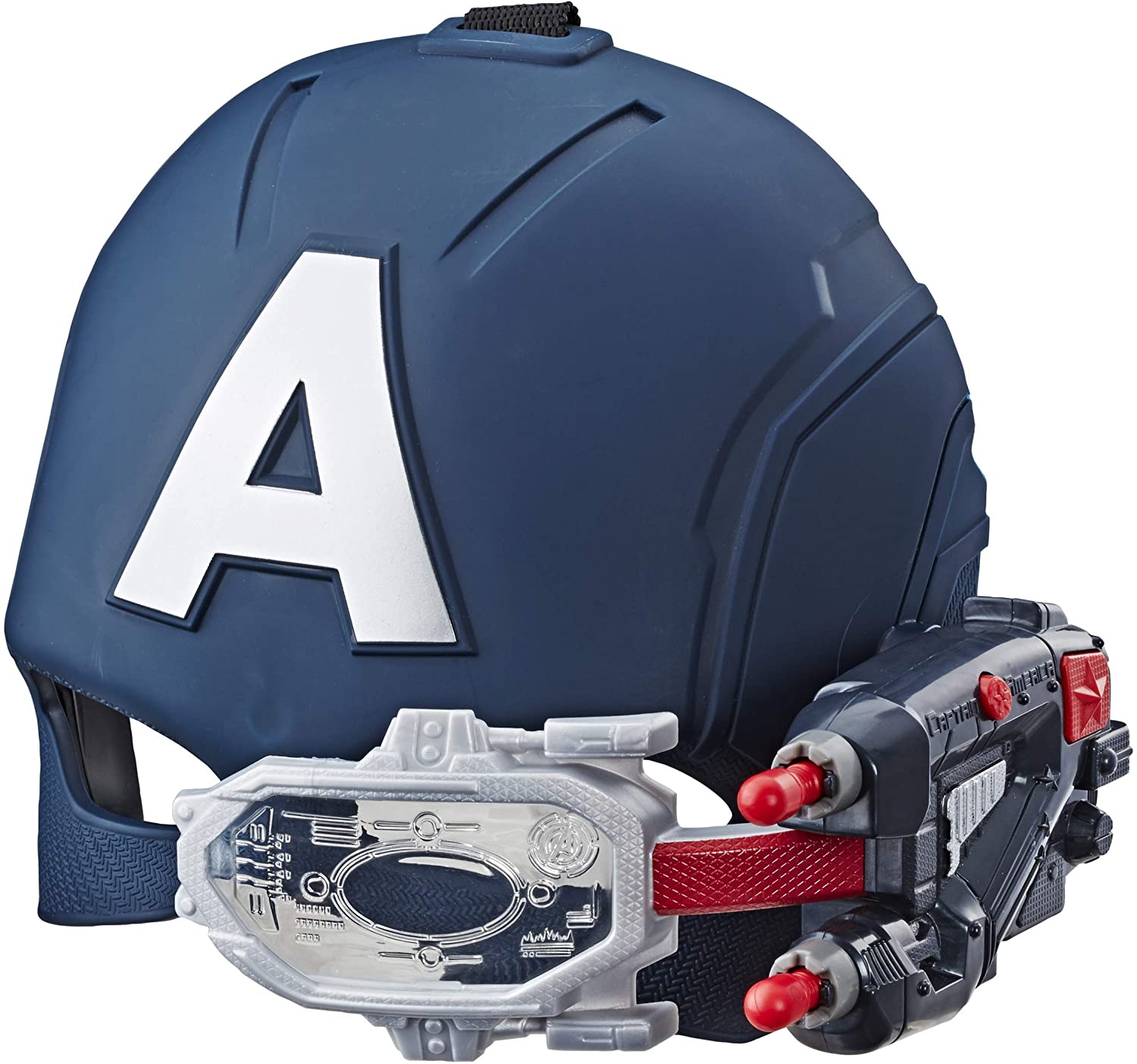Hasbro Marvel Avengers Captain America Scope Vision Helmet หมวกหน้ากาก กัปตัน อเมริกา (แบบครึ่งใบ) มีแสงสีแดง-เขียว ปรับขึ้นลงได้ บรรจุแท่งยิงได้ ลิขสิทธิ์แท้