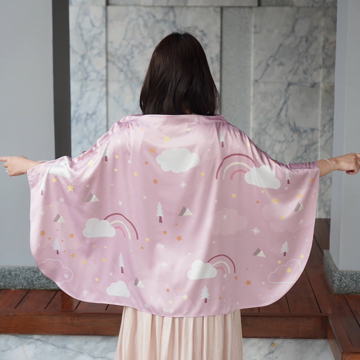 ผ้าคลุมให้นม (รุ่นมีกระดุม ถอดโครงได้) พร้อมส่ง ลาย Woodland - Pink