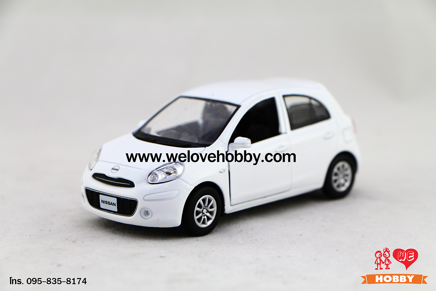 โมเดลรถ Nissan March (Micra) สีขาว Scale 1:32