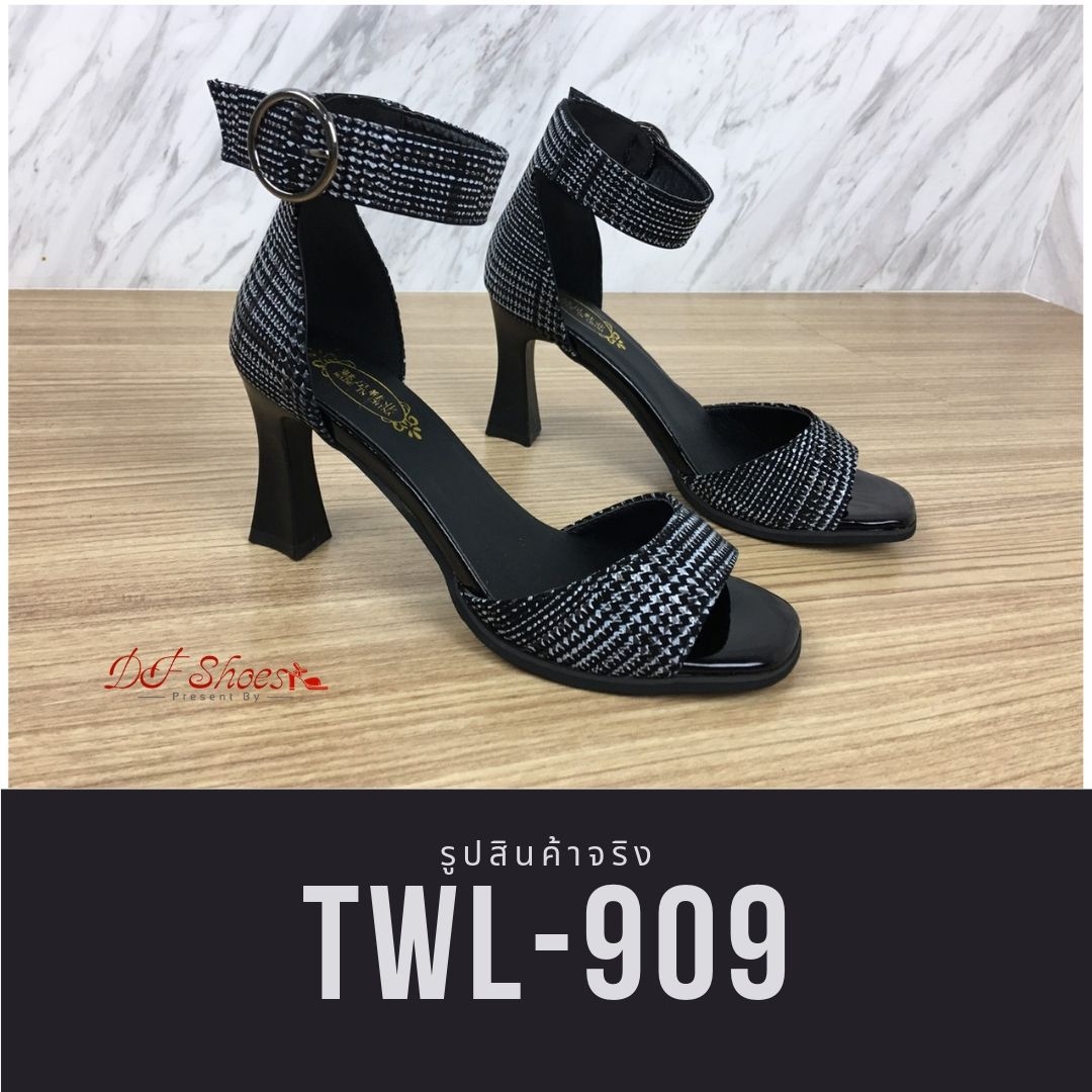 รองเท้าส้นสูงรัดข้อปั้มลาย