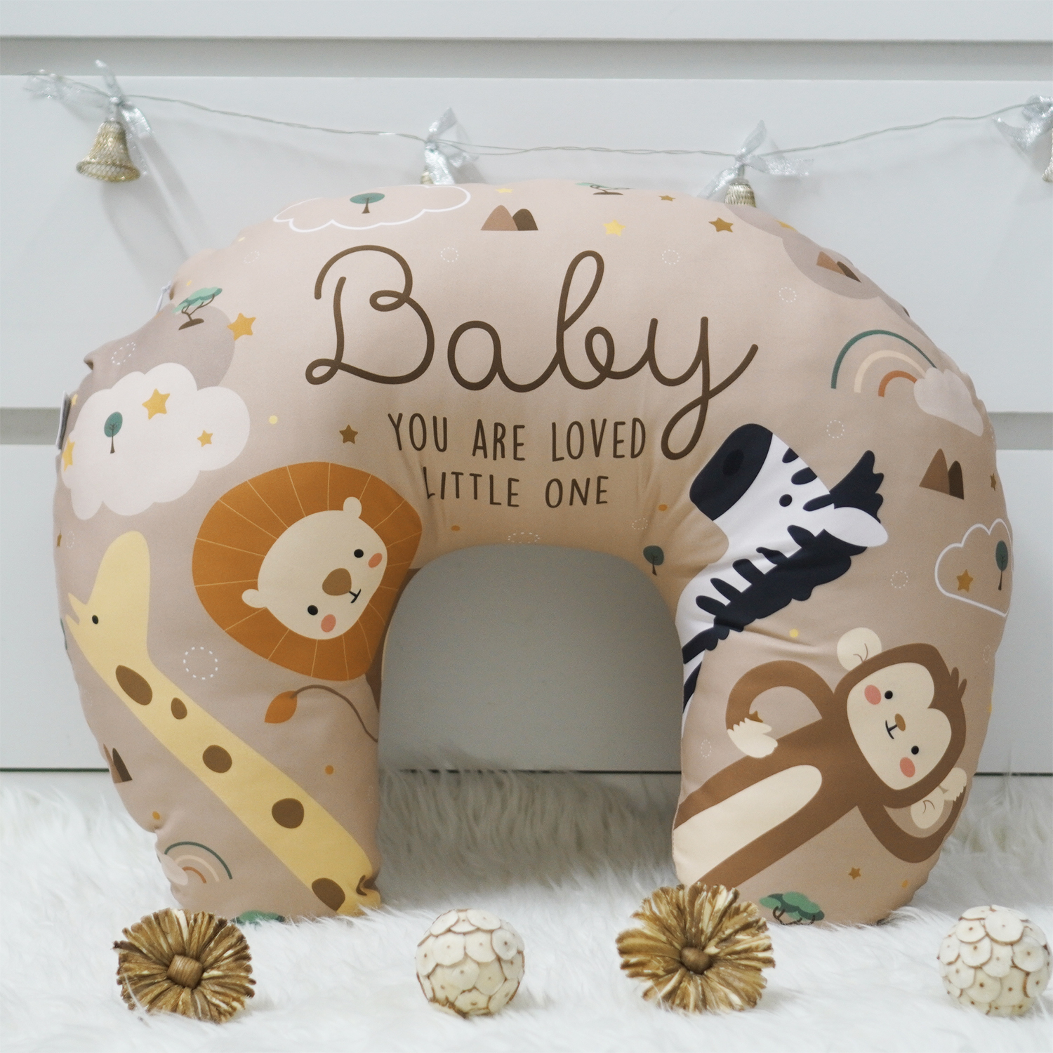 หมอนรองให้นม Nursing Pillow แบบพร้อมส่ง ลายซาฟารี สีน้ำตาล - Safari - Brown