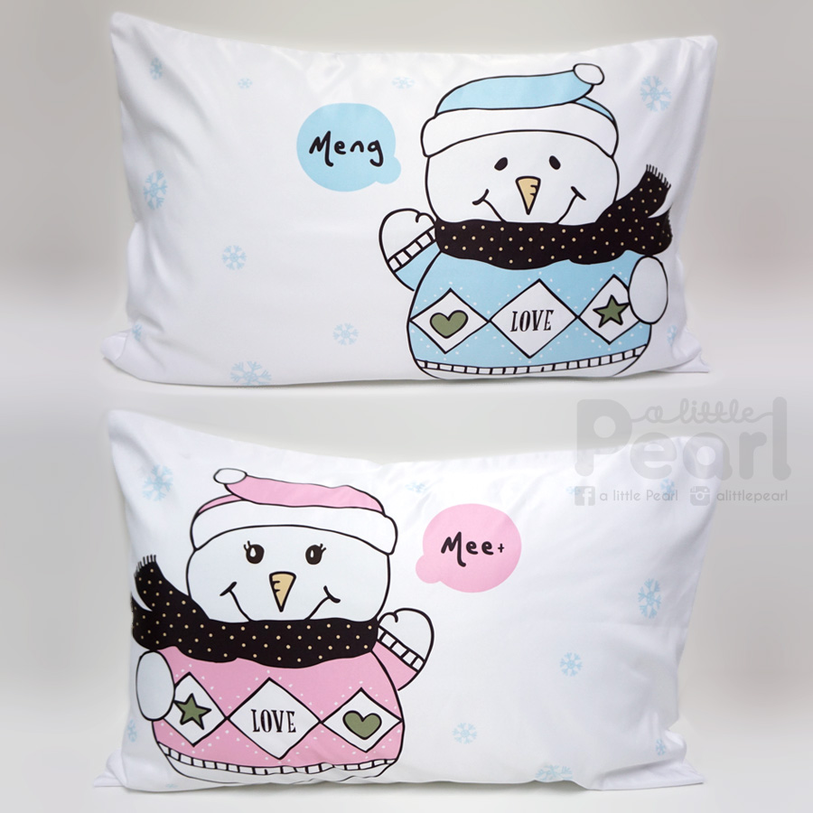 ปลอกหมอนหนุนคู่ลาย Snowman